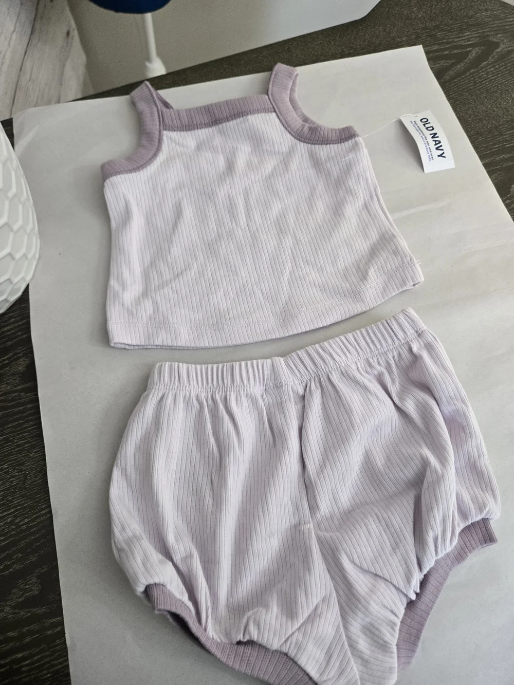 NWT Old Navy Baby Girl 2 Piece Ribbed Set Lilac 3-6M